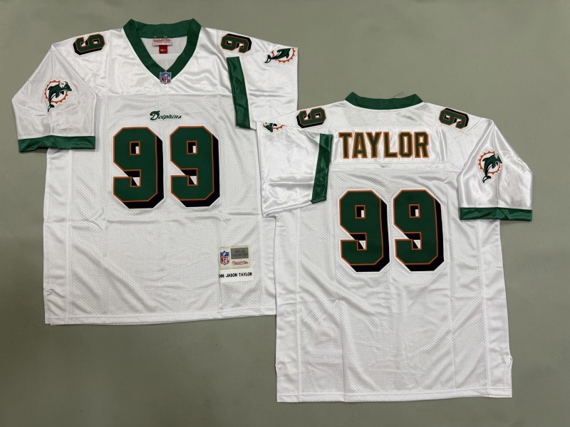 Men 2025 Miami Dolphins #99 Taylor white Throwback Limited NFL Jersey style 001->green bay packers->NFL Jersey